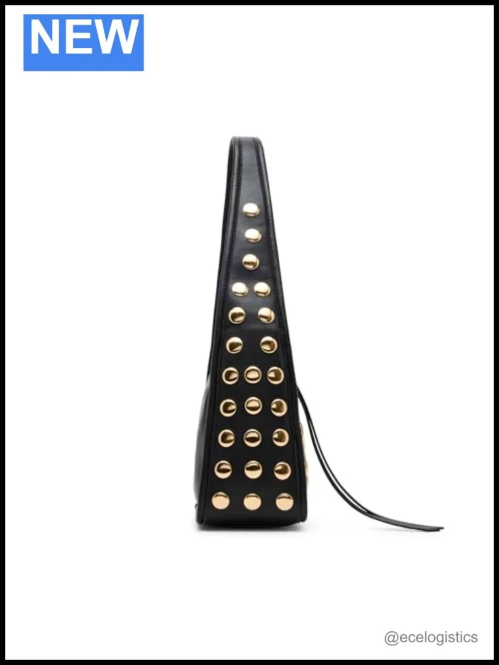 Studded Hobo Bag with Shoulder Strap Zipper Pocket Polyurethane